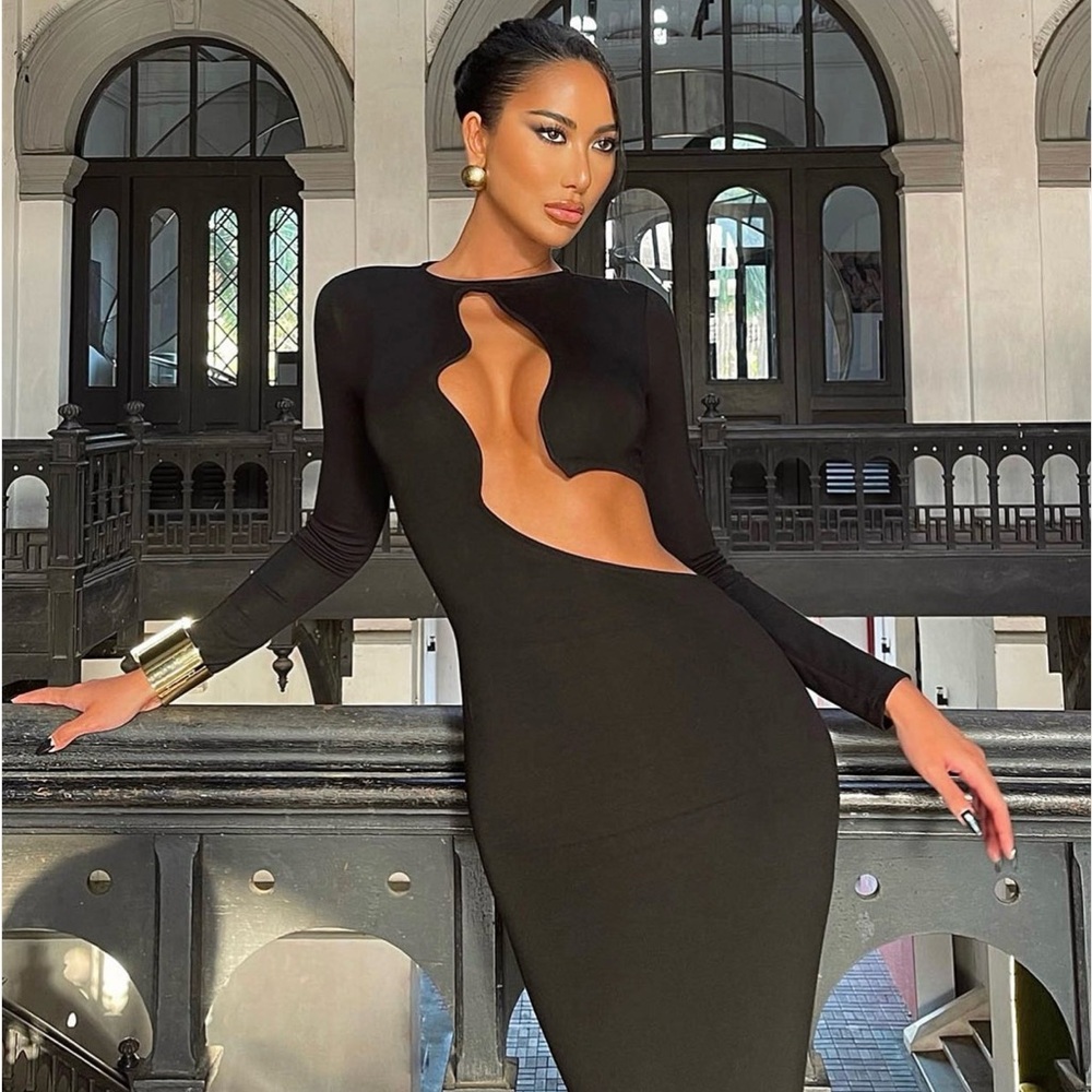 Elegant Black Cut-Out Dress